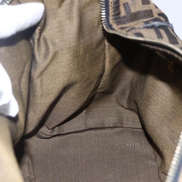 FENDI Zucca Canvas Vanity Hand Bag Black Brown Auth 150076 - Picture 12 of 16